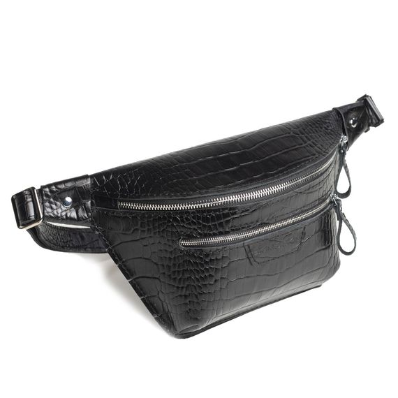 Шкіряна поясна сумка Skin and Skin Bum Bag Кайман  30х17х8 смЧорна (WB05BLK)