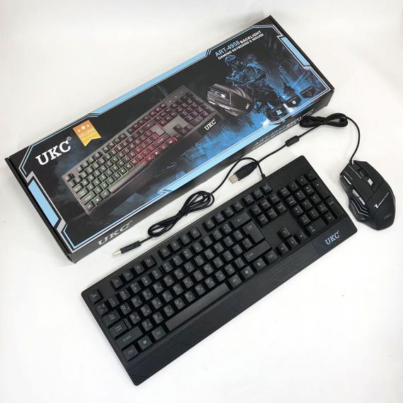 Клавиатура+мышка UKC с LED подсветкой от USB M-710, клавиатура игровая с подсветкой VJ-695 и мышкой | Зображення 7