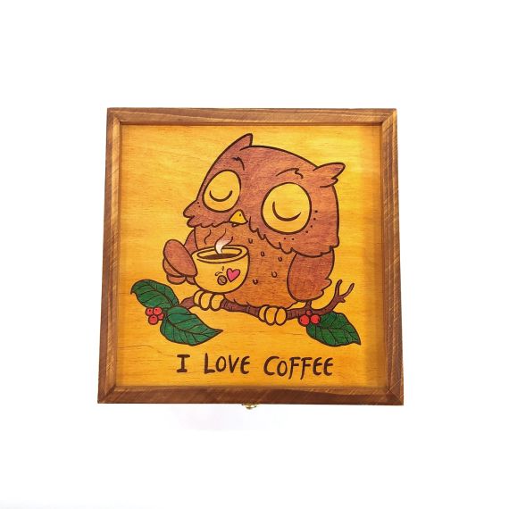 Ящик з кришкою I love coffee 19,8х19,8х10,8 см Майстерня містера Томаса Дерево Лак