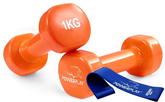 Гантелі вінілові PowerPlay  2 * 1 кг. PP_4103 Помаранчеві (2шт. - пара)