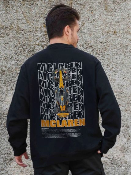 Утеплений оверсайз світшот на флісі з принтом Without Mclaren Black