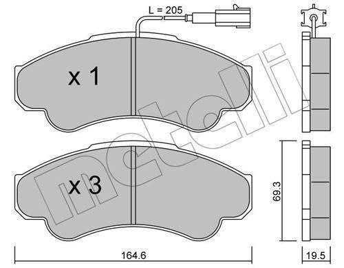 Колодки гальмівні передні Citroen Jumper Fiat Ducato Peugeot Boxer 99- R16 +датчик  22-0326-0 | Зображення 1