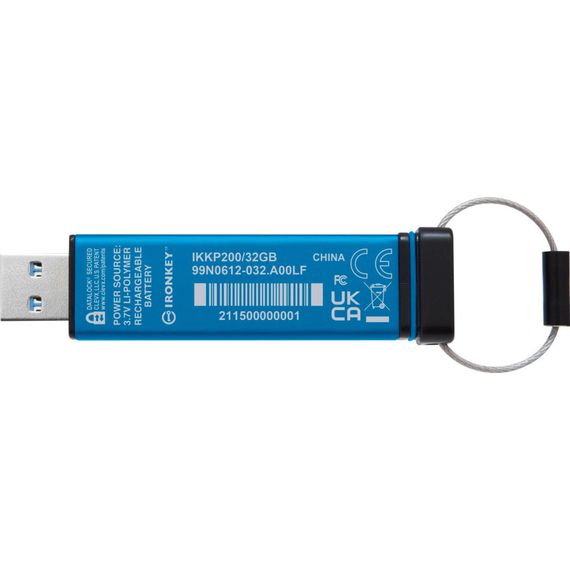 USB флеш накопичувач Kingston 32GB IronKey Keypad 200 AES-256 Encrypted Blue USB 3.2 (IKKP200/32GB) | Зображення 2