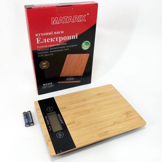Весы кухонные MATARIX MX-406 5кг Wood, Кухонные весы для приготовления блюд, Весы для домашней кухни | Зображення 5
