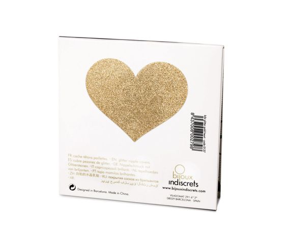 Пестіс - стикини Bijoux Indiscrets - Flash Heart Gold, наклейки на соски, One size | Зображення 2