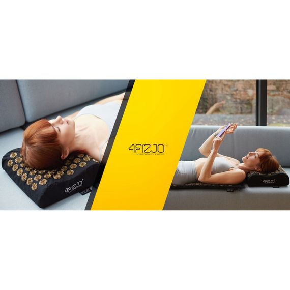 Килимок акупунктурний з подушкою 4FIZJO Ergo Mat Аплікатор Кузнєцова Black/Gold (P-5907739313881) | Зображення 1