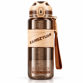 Спортивная бутылка KANGZYUAN 1000 мл - Коричневая Tritan BPA-free, ударопрочная эко-бутылка с фильтром и ремешком