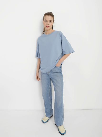 Футболка жіноча оверсайз сіро-блакитна, 2XL | Зображення 3