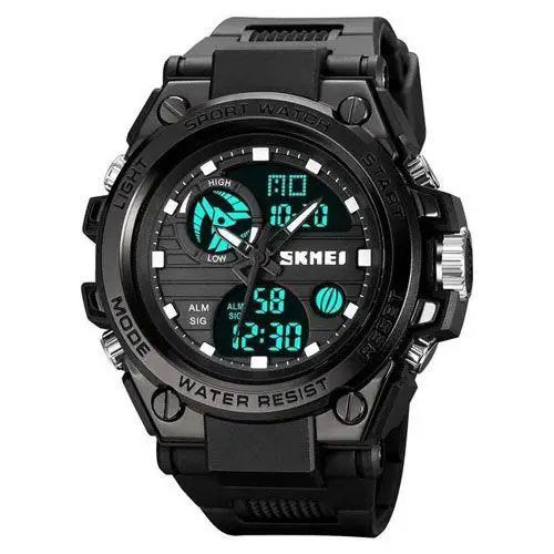Годинник наручний чоловічий SKMEI 2031BK BLACK, чоловічий тактичний годинник, протиударний годинник. Колір: чорний | Зображення 1