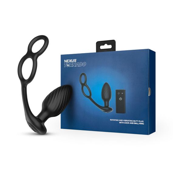 Анальна вібропробка Nexus Tornado Cock and Ball Ring обертання+вібрація, ерекційне кільце, пульт Sex Aura | Зображення 9