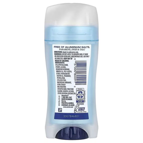 Дезодорант-антиперспірант жіночий Secret Aluminium free solid deodorant Coconut (68 g) | Зображення 1