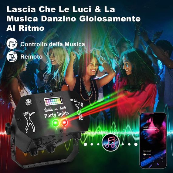 Світильник дископрожектор Nauotk з дистанційним керуванням, 60 режимів RGB, керування музикою і стробоскоп | Зображення 4