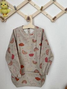 Нагрудник дитячий з рукавами для годування та творчості Веселка