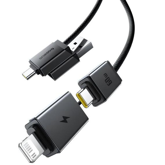 Дата кабель Baseus Versatile Two-for-Two USB/Type-C to Type-C/Lightning 60W (2m) (P10383000) Cluster Black | Зображення 3