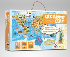 Настольная игра Умняшка "Интересный мир" KP-006 с многоразовыми наклейками