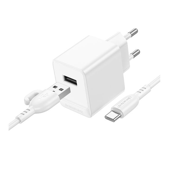 Мережевий зарядний пристрій Borofone BAS11A 1USB 2.1 A+USB to Type-C | Зображення 3