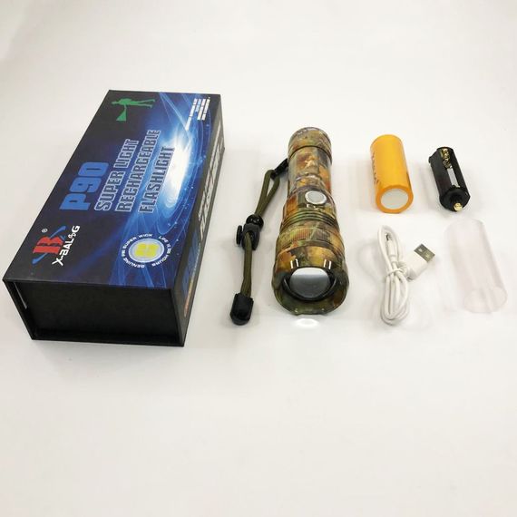 Кишеньковий ліхтар з USB заряджання Bailong BL-P512M-P90, Тактичні ліхтарі для полювання, Ліхтарик тактичний EM-838 акумуляторний | Зображення 3