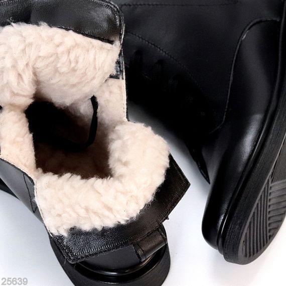 Чорні дизайнерські зимові черевики натуральна шкіра низький хід | Зображення 5