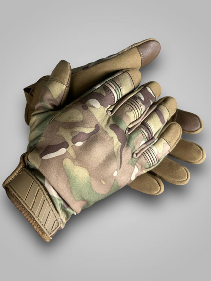 Рукавички Tactical демісезонні Мультикам,повнопалі штурмові закриті армійські рукавички