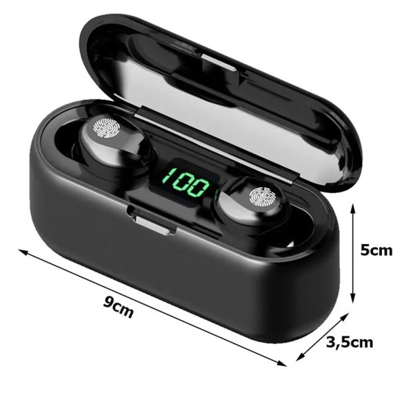 Беспроводные Bluetooth наушники F9, Черные / Сенсорные наушники с зарядным кейсом / Вакуумные блютуз наушники | Зображення 7