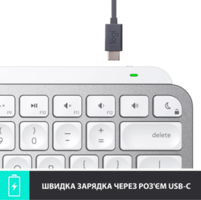 Клавіатура Logitech MX Keys Mini Minimalist Wireless US Pale Grey (920-010499) | Зображення 6