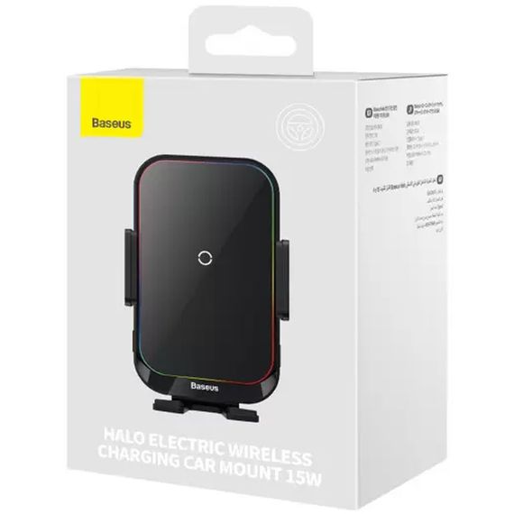 Автотримач з БЗП Baseus Halo Electric Wireless Charging Car Mount 15W (SUDD000001) Black | Зображення 5