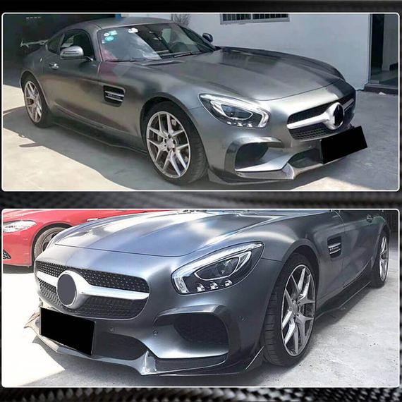 Накладка на передній бампер Lip (для 2015-2017, Карбон) для Mercedes AMG GT C190/R190 рр | Зображення 3