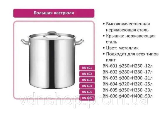 Кастрюля на 12 литров Benson профессиональная BN-601 | Зображення 2