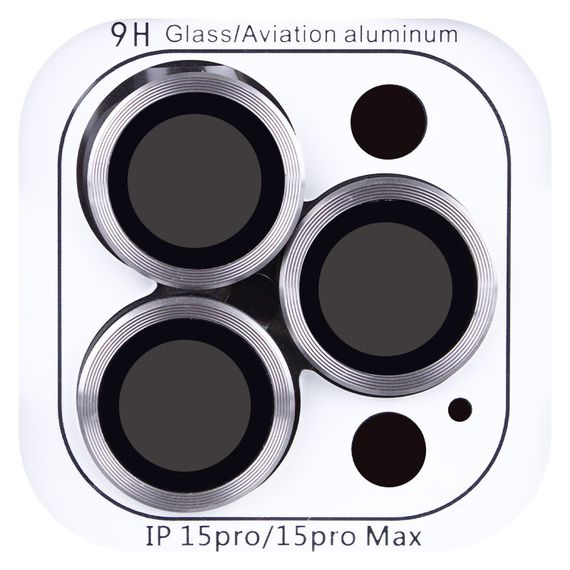 Захисне скло Metal Classic на камеру (у упак.) для Apple iPhone 15 Pro (6.1") / 15 Pro Max (6.7") Сірий / Titanium Gray | Зображення 2