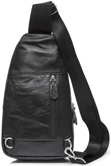 Чоловіча сумка-слінг шкіряна чорна Tiding Bag 7579 | Зображення 4
