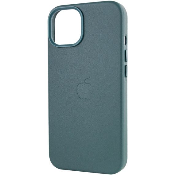 Шкіряний чохол Leather Case (AA Plus) with MagSafe для Apple iPhone 14 (6.1") Pine green | Зображення 5
