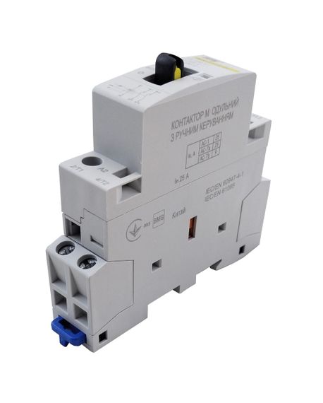 Контактор модульный РК-КМ-1-25-20 25А 230AC 2NO 2р 1мод. с ручным управлением Ny95504655 | Зображення 1