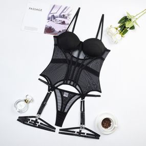 Корсет із пажами "Emine", колір чорний, розмір М sexstyle