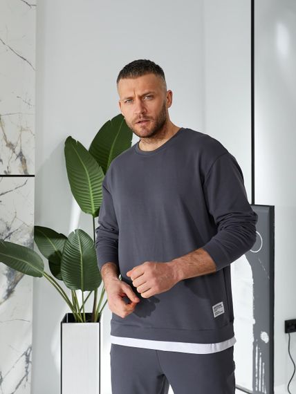 Мужской спортивный костюм свободный с эффектом 2 в 1, LI2015 цвет серый, размер 48/52 | Зображення 5