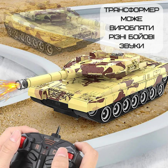 Танк Трансформер Игрушка Робот на Пульте Радиоуправления со Световыми и Звуковыми Эффектами + Вращение на 360° с Аккумулятором | Зображення 4