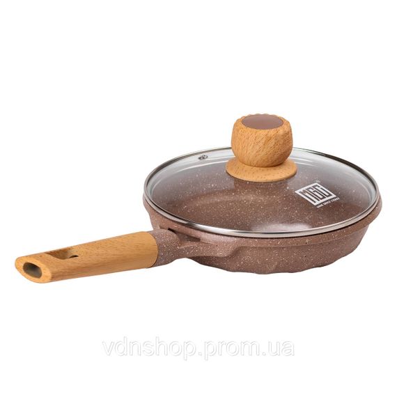 Мармурова алюмінієва сковорода з антипригарним покриттям 1 літр Ø 20 см кавова MGC HP-4-421CO | Зображення 4