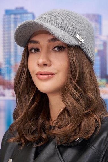 Теплая пушистая бейсболка «Долорес» (4955) серый