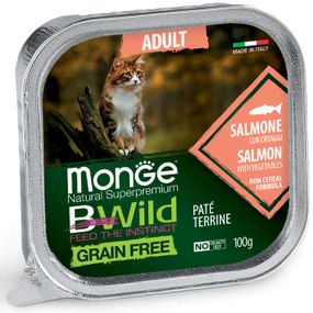 Корм Monge BWild Grain Free Cat Adult Salmone влажный с лососем для взрослых котов 100 гр