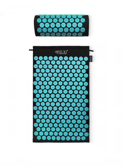 Килимок акупунктурний з валиком 4FIZJO Classic Mat Аплікатор Кузнєцова Black/Blue (P-5905973402385)