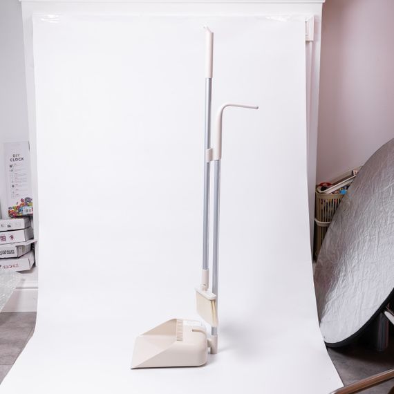 Набір віник і совок на довгій ручці для підлоги 25×24×100 см щітка віник для прибирання Бежевий HP-45-15BE | Зображення 2