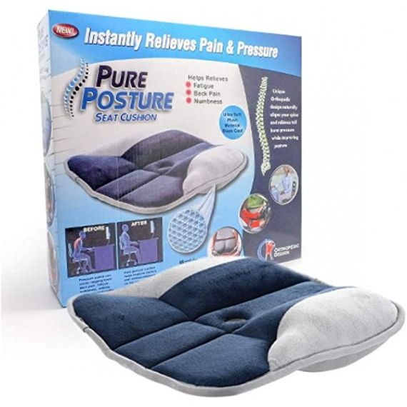 Ортопедична подушка для сидіння WOW Pure Posture Memory Foam Сидіння ортопедичне на стілець / автокрісло для розвантаження хребта | Зображення 4