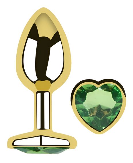 Анальна пробка з кристалом EGZO - Gold Heart Plug Green size S Sex Aura | Зображення 1