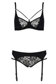 Комплект білизни Passion PAULINE SET Чорний S/M