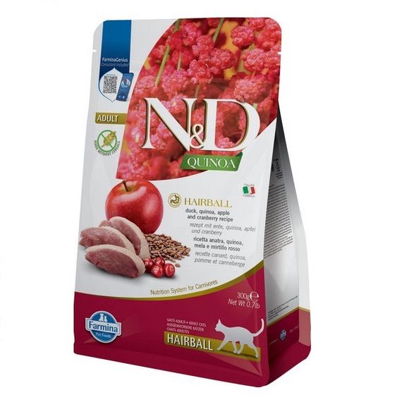 Сухий корм з качкою для виведення шерсті у котів Farmina N&D Quinoa Hairball Cat Adult, 300 гр