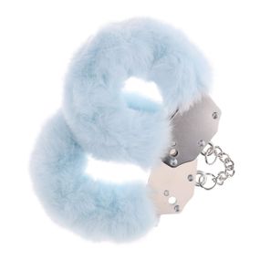 Пухнасті металеві наручники для рольових ігор Heavy-duty Fluffy Handcuffs Powder Blue Sex Aura