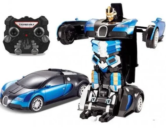 Машинка Трансформер Bugatti Size 18 см Robot Car синяя с пультом | Зображення 6