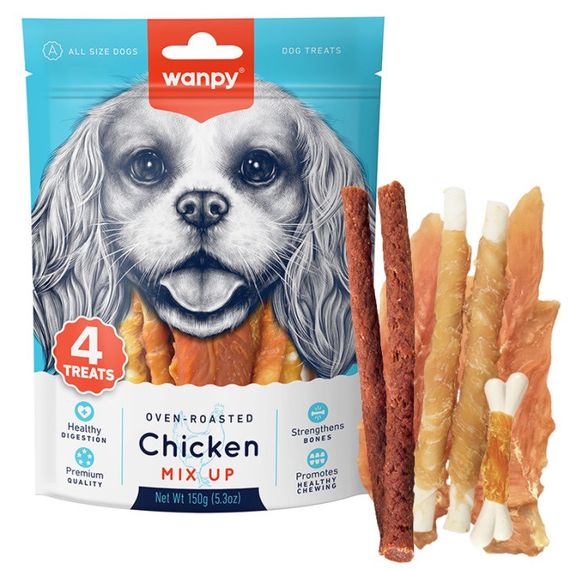 Ласощі для собак з куркою Wanpy Chicken Mix Up, 150 гр