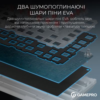 Клавиатура GamePro Asgard Valhalla MK160W Pro 75 RGB Wireless/Bluetooth/USB White (MK160W Pro) | Зображення 4