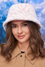 Стильная панама окраски зебры (6083) светлая пудра + белый