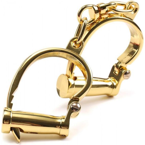 Наручники с короткой цепочкой , металлические, золотые sexstyle | Зображення 6